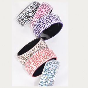 6 Pk Acrylic Holograph Bangle Bracelets Wholesale